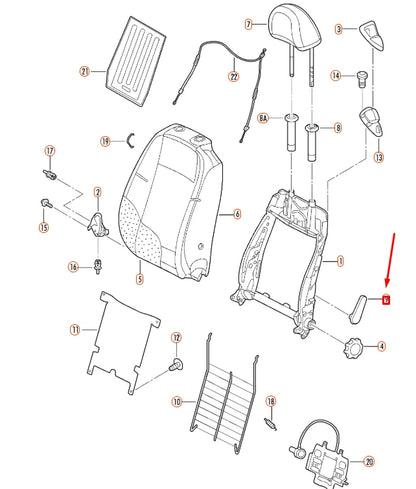 NEW VW BEETLE A5 FRONT LEFT SEAT ADJUSTMENT LEVER HANDLE 5C6881236PX7 ORIGINAL