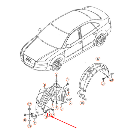 new audi a4 8e b7 front wheel housing liner grip pin 4a0805121a original