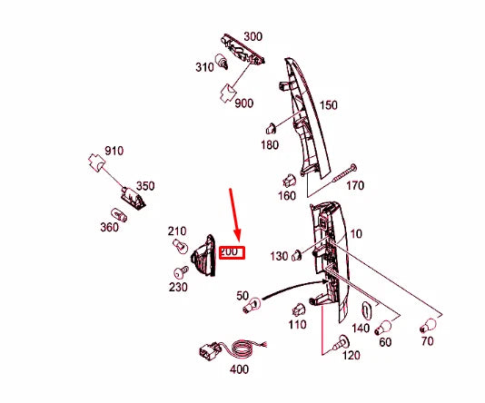 NEW MB CITAN W415 REAR BOTTOM RIGHT FOG TAIL LAMP LHD A4159060900 ORIGINAL