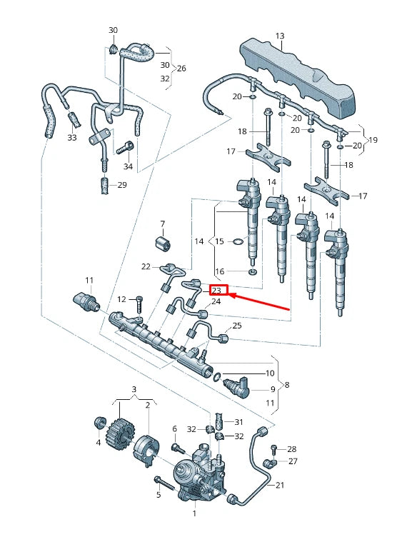 NEW VW BEETLE 5C FUEL PRESSURE LINE 03L130301AS ORIGINAL