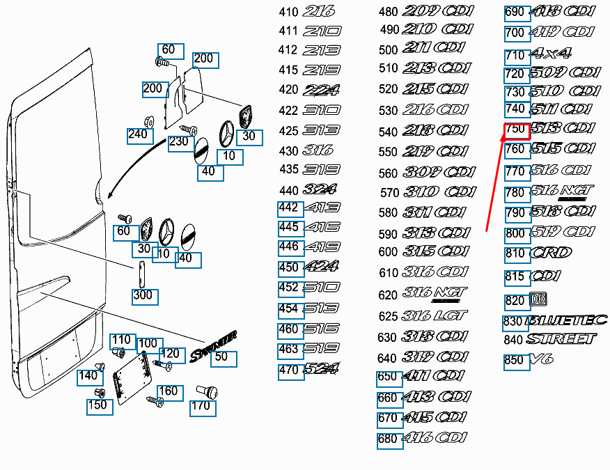 NEW MERCEDES-BENZ SPRINTER 906 EMBLEM MODEL PLATE A9068178114 ORIGINAL