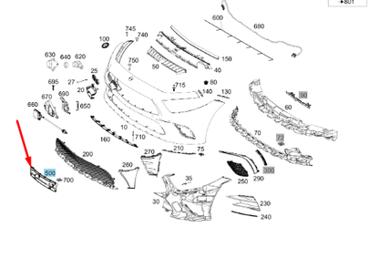 NEW MB CLS C257 FRONT BUMPER LICENSE PLATE NUMBER HOLDER A2578804901 ORIGINAL