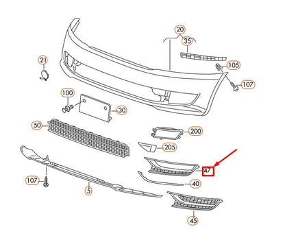 NEW VW PASSAT B8 FRONT BUMPER LEFT AIR GUIDE GRILLE 561853665A9B9 ORIGINAL