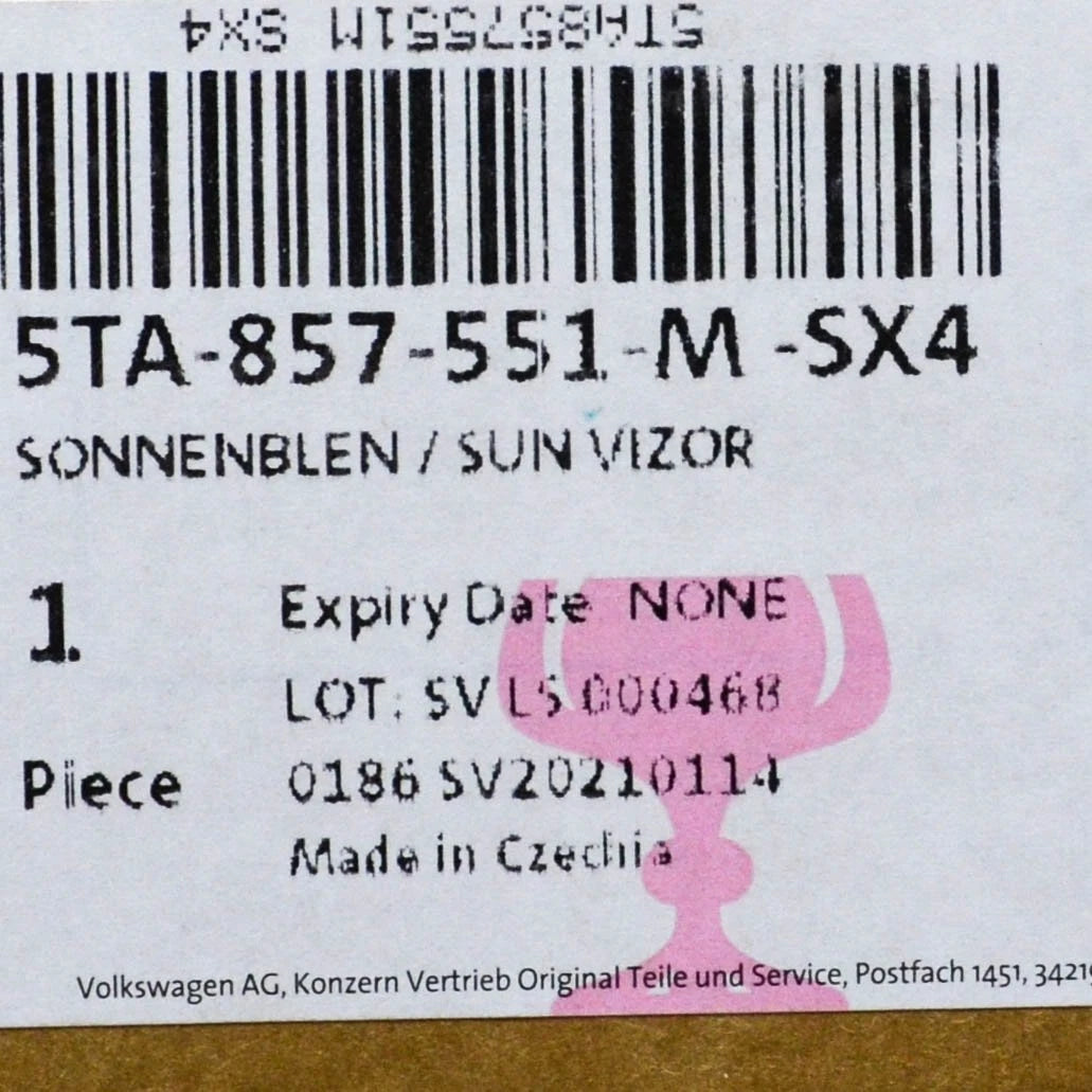 NEW VOLKSWAGEN TIGUAN AD LEFT SIDE SUN VISOR LHD 5TA857551MSX4 ORIGINAL