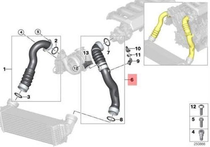 NEW BMW E70 E71 SAC SUV INTERCOOLER PIPE TURBO HOSE 8506079 11618506079 ORIGINAL