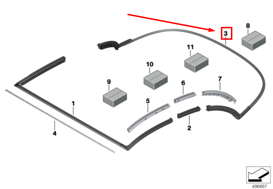 new bmw 8 cabrio g14, f91 rear folding top gasket 54347947278 7947278 original