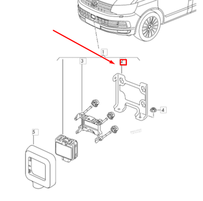 NEW VW TRANSPORTER T6 FRONT RADAR SENSOR BRACKET 7E0907461A ORIGINAL
