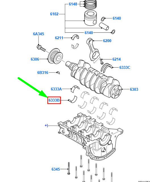new ford fiesta mk6 wt crankshaft bearing main 1848663 fm5q-6a338-aa original