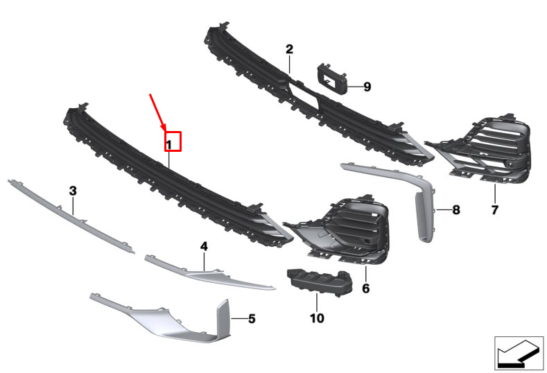 new bmw x7 g07 front middle bottom bumper grille 51117423098 original