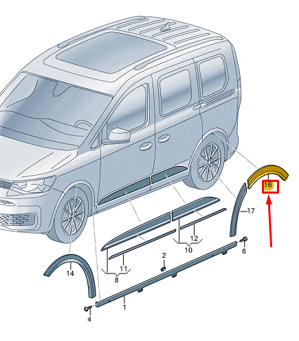 new vw caddy sb mk4 rear left side panel wheel cover 2k78538179b9 original