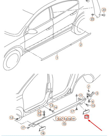 NEW VOLKSWAGEN CC REAR LEFT JACK POINT COVER 3C8853435GRU ORIGINAL