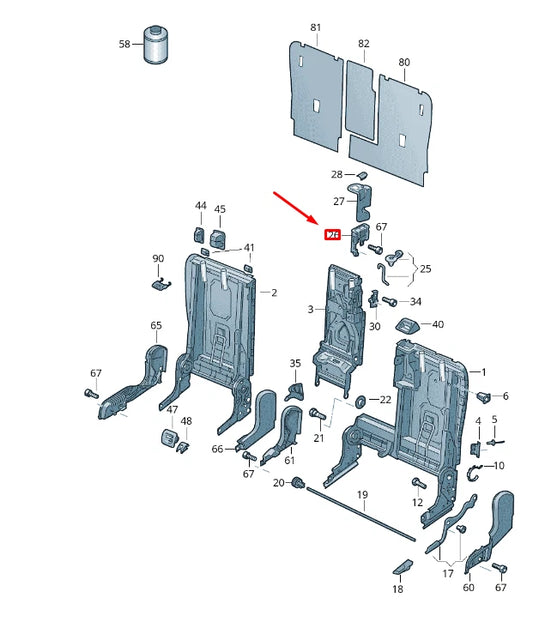 NEW VW TOUAREG 7P MK2 REAR SPLIT BACKREST CENTER LOCK 7P0886165D