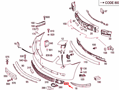 NEW MB CL C216 FRONT LEFT FOG LIGHT COVER GRILLE A21688503239051 ORIGINAL