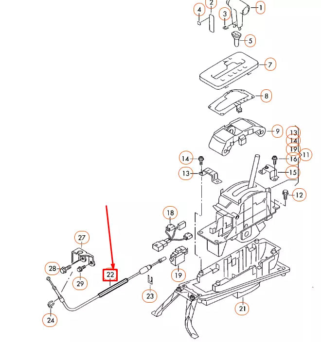 NEW VOLKSWAGEN TOUAREG 7L SHIFT MECHANISM CABLE 7L6713265 ORIGINAL