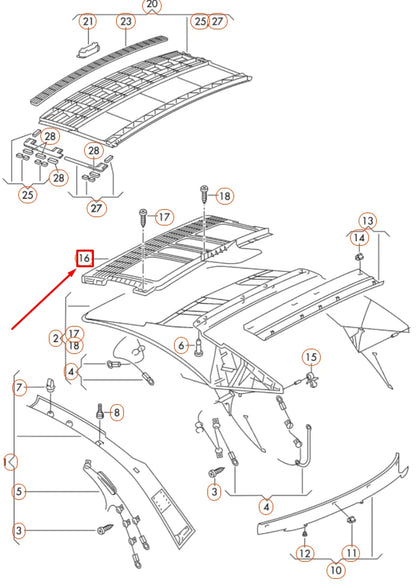 NEW VOLKSWAGEN EOS ROOF BOW ARCH 1Q0871089 ORIGINAL