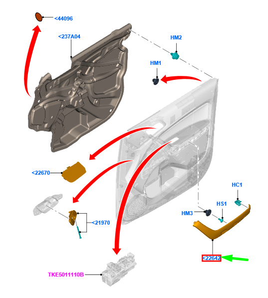 new ford ranger t6 mk1 front left door panel cover 1745075 original