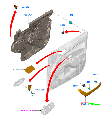 new ford ranger t6 mk1 front left door panel cover 1745075 original