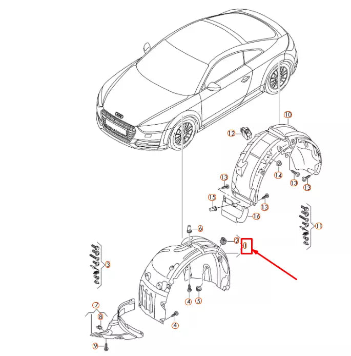 NEW AUDI TT FV 8S FRONT LEFT WHEEL HOUSING LINER 8S0821171C ORIGINAL