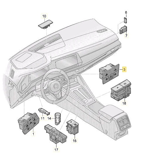 NEW VW GOLF MK8 HAZARD CLIMA LANE ASSIST MULTI PUSH BUTTON 5H0925200TVKE