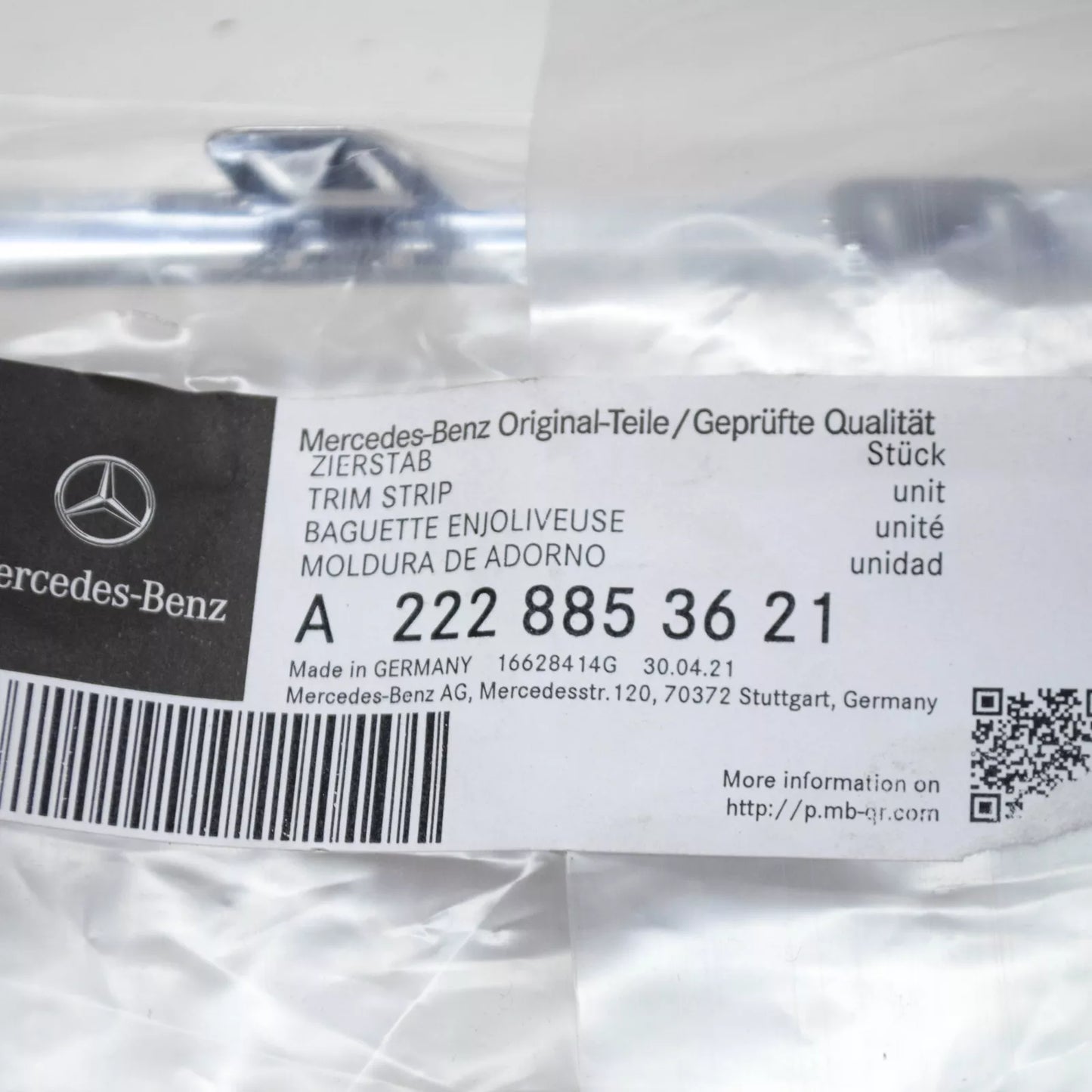 NEW MERCEDES-BENZ S W222 REAR RIGHT BUMPER CHROME MOLDING A2228853621 ORIGINAL