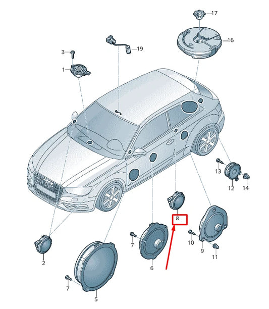 NEW AUDI Q2 GA REAR LEFT DOOR TREBLE SPEAKER 8V0035399D