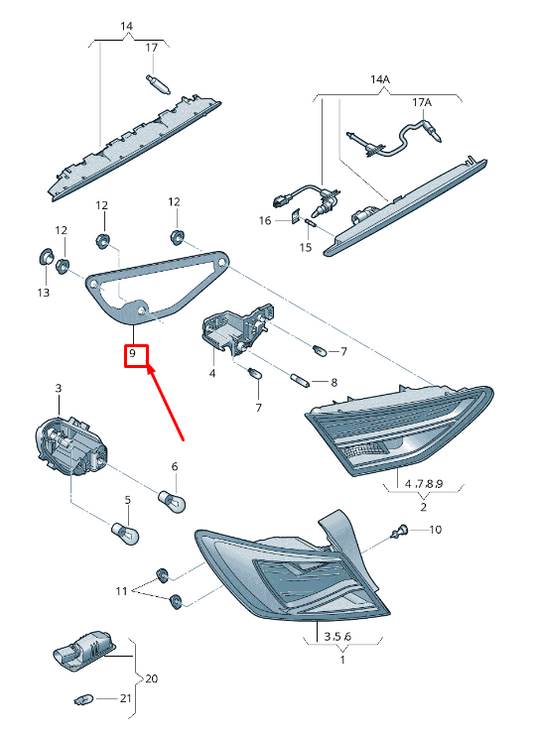 new seat leon 5f rear left inner tail light seal 5f0945197 original