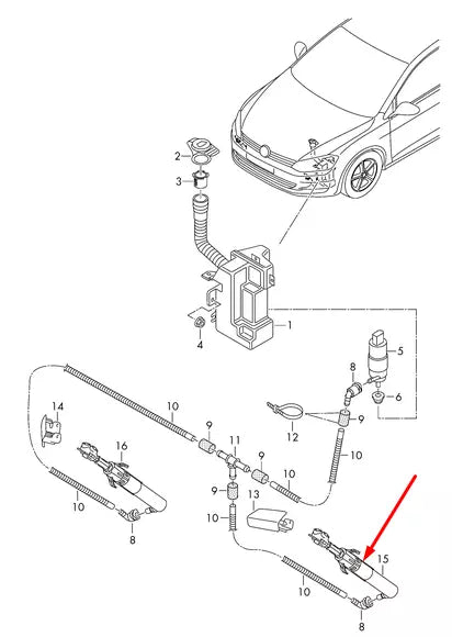 NEW VOLKSWAGEN GOLF MK7 LEFT HEADLIGHT WASHER CYLINDER W/JET 5G0955965