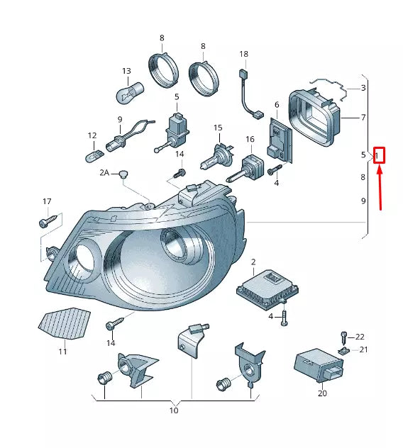 NEW VW EOS 1F FRONT LEFT HEADLIGHT RHD 1Q1941753B ORIGINAL