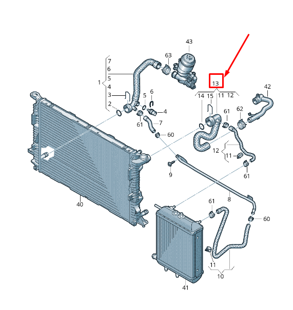 new audi a6 avant c7 left upper radiator coolant hose 4g0122101m original