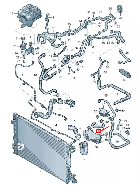 NEW AUDI Q7 4M ENGINE COOLANT HOSE 4M0121059C