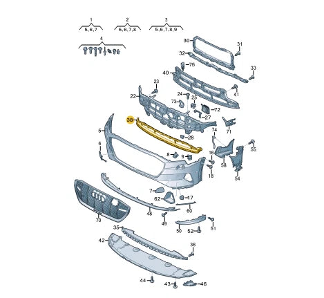 NEW AUDI E-TRON SPORTBACK GEA FRONT BUMPER CENTER LOWER GRILLE 4KE8076479B9