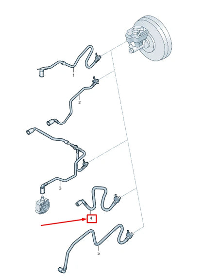 NEW VW BEETLE 5C1 BRAKE BOOSTER VACUUM PIPE 1K0612041HM ORIGINAL