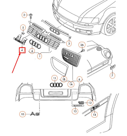 NEW AUDI A3 8P S3 RADIATOR EMBLEM INSCRIPTION 8P0853736AT94