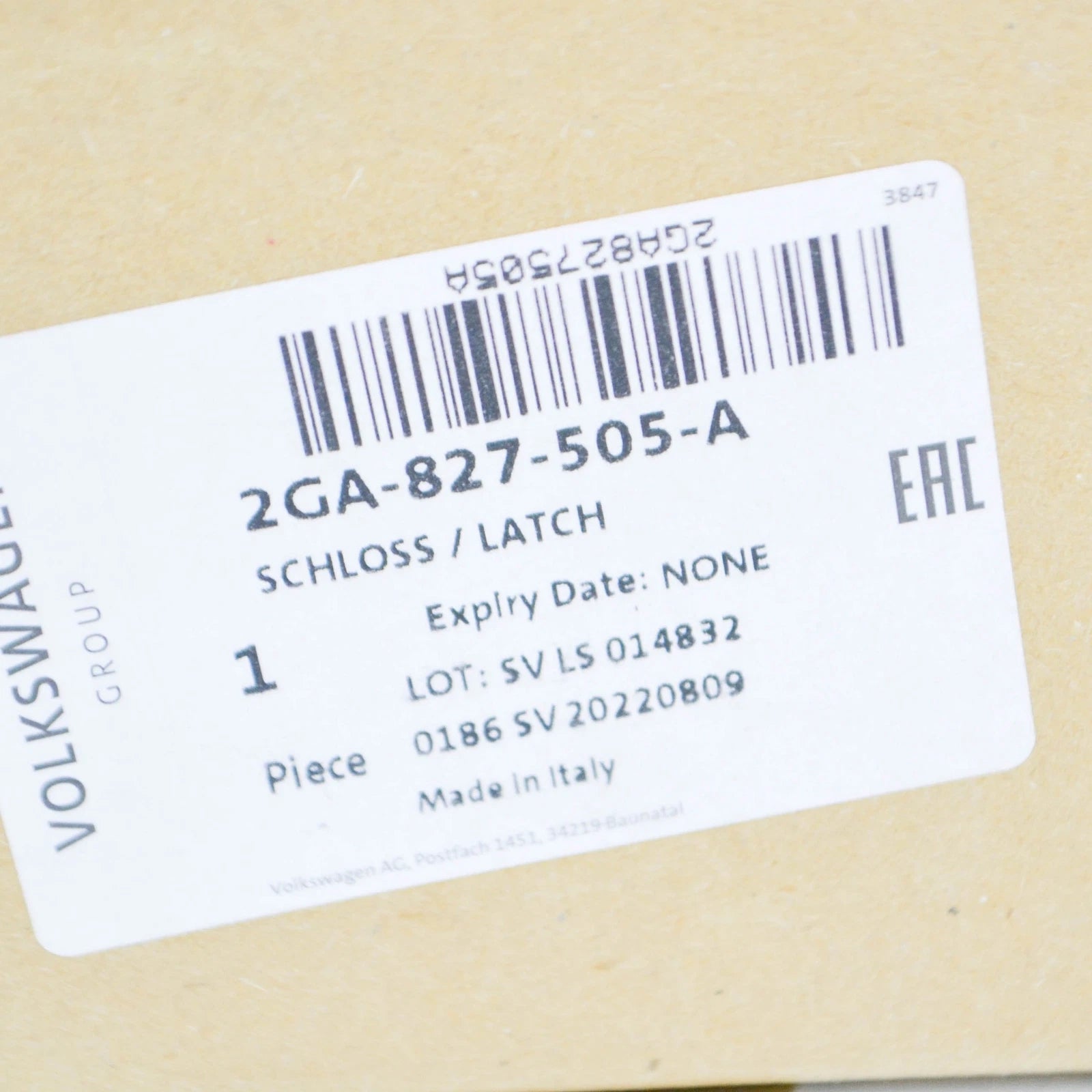 NEW VOLKSWAGEN T-ROC REAR LID LOCK 2GA827505A