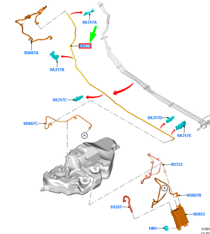 new ford focus mk4 fuel vapour tube 2227896 jx61-9b035-eb original