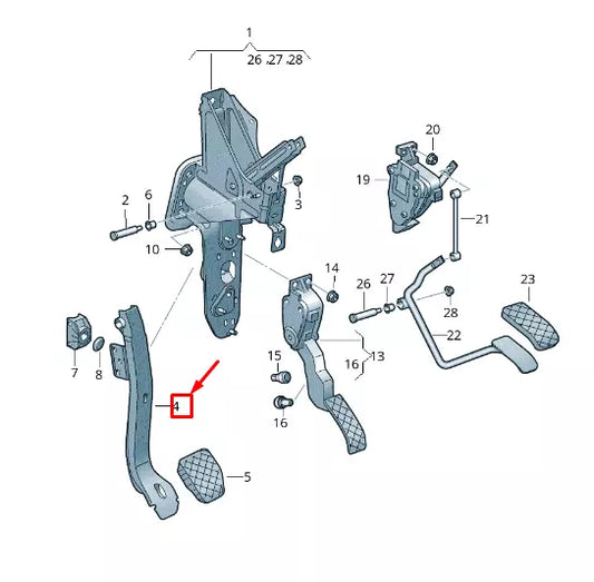 NEW VW TRANSPORTER VI T6 BRAKE PEDAL LHD 7E1721143A