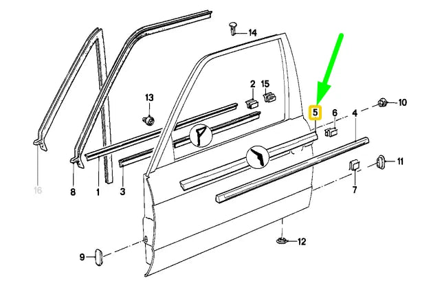 NEW BMW 3 E30 FRONT LEFT DOOR WINDOW OUTER WEATHERSTRIP 51211913057 ORIGINAL