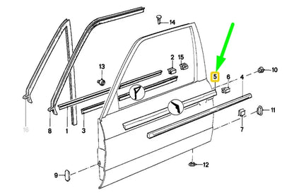 NEW BMW 3 E30 FRONT LEFT DOOR WINDOW OUTER WEATHERSTRIP 51211913057 ORIGINAL