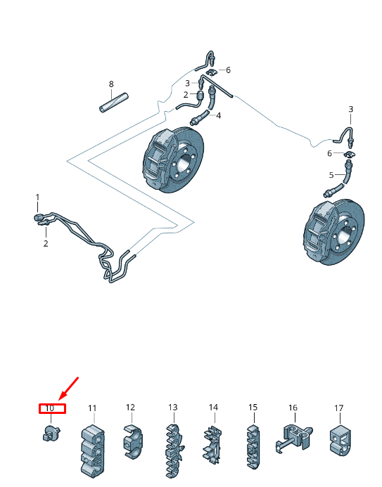 new vw touareg 7p mk2 rear brake pipe retainer 281611767b original