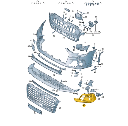new audi a8 4n front bumper right air grille 4n0807680qcka original