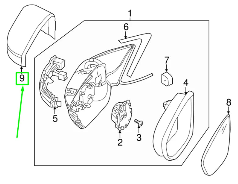 NEW VW JETTA A6 MK6 FRONT RIGHT DOOR MIRROR FRAME COVER 5C6857538BGRU