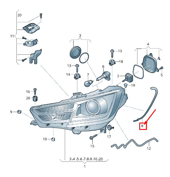 new audi a4 avant b9 front left headlight sealing frame 8w0941191 original