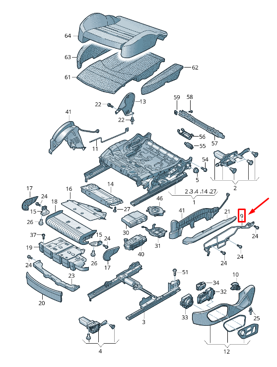 NEW AUDI E-TRON GEN FRONT LEFT OUTER SEAT TRIM RETAINER 4K0881559B ORIGINAL
