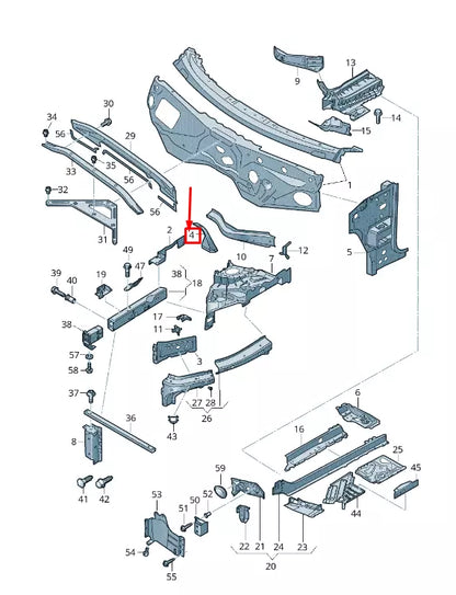 NEW AUDI Q8 4MN LEFT LOWER WATER BOX REINFORCEMENT 4M0806269A