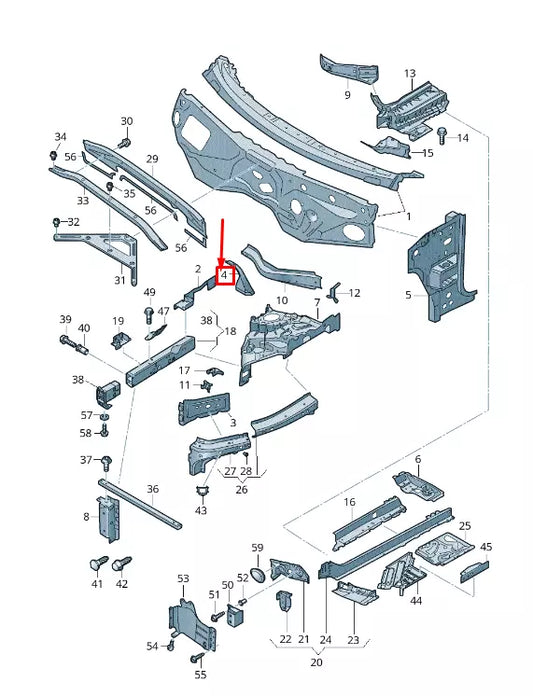 NEW AUDI Q8 4MN LEFT LOWER WATER BOX REINFORCEMENT 4M0806269A
