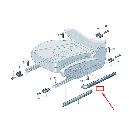 NEW AUDI Q8 4MN RIGHT OUTER SEAT GUIDE RAIL COVER 4M0881458BDS2