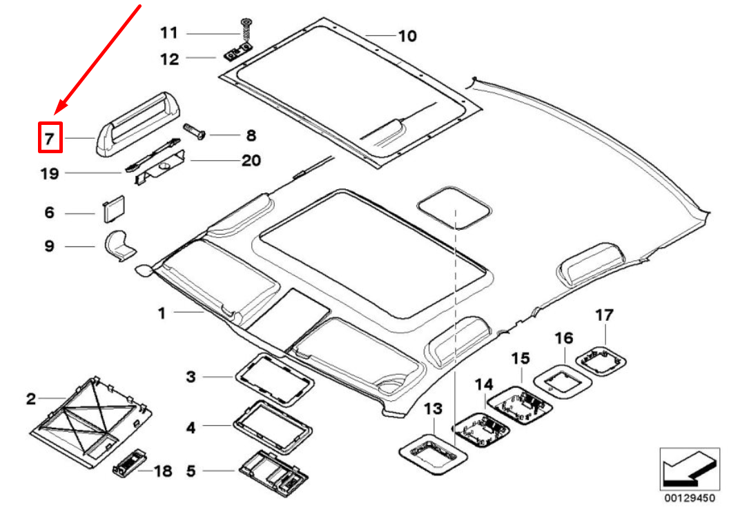 new bmw 5 e39 rear left roof handle 51168245911 8245911 original