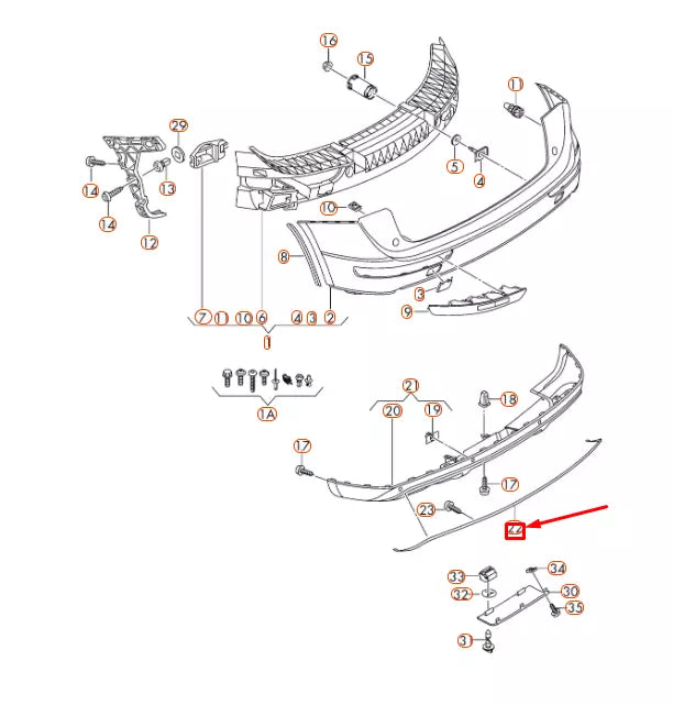 NEW AUDI Q5 8R REAR BUMPER CHROME TRIM 8R08074433Q7 ORIGINAL