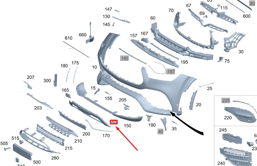 NEW MERCEDES-BENZ GLE W167 FRONT BUMPER LOWER COVER A1678853300 ORIGINAL