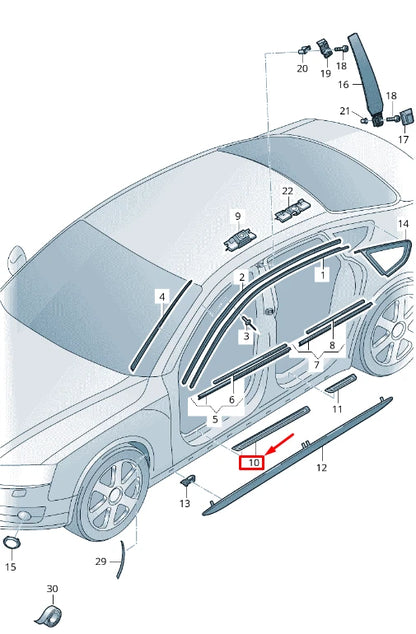 NEW AUDI A7 SPORTBACK 4G FRONT RIGHT SILL TRIM STRIP 4G8853374F9B9
